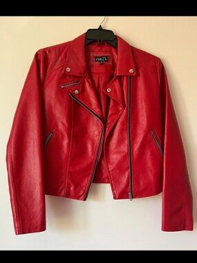 rue21 Bold Red Faux Leather Jacket
